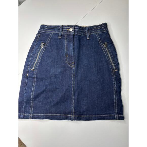 Pilcro by Anthropologie Dresses & Skirts - Pilcro Anthropologie Dark Wash Denim Mini Skirt Zip Pocket Size 0 EU 32 y2k